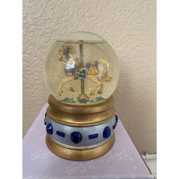 San Francisco Music Box Mini Carousel Snow Globe Sapphire Music of the Night - Picture 5 of 14